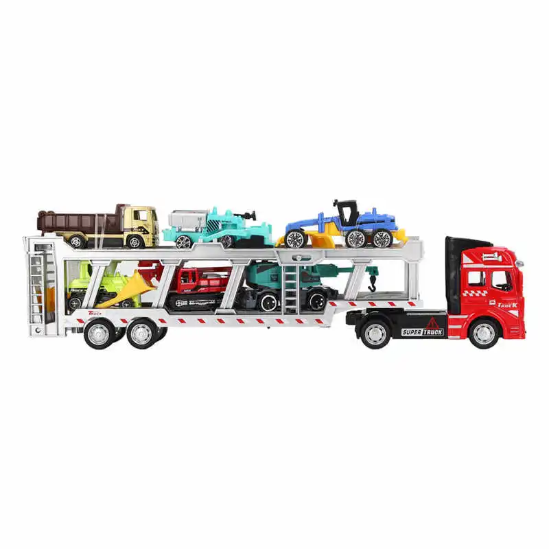 7 in 1 Transport Truck Toy Alloy Pull Back Function Carrier Truck
