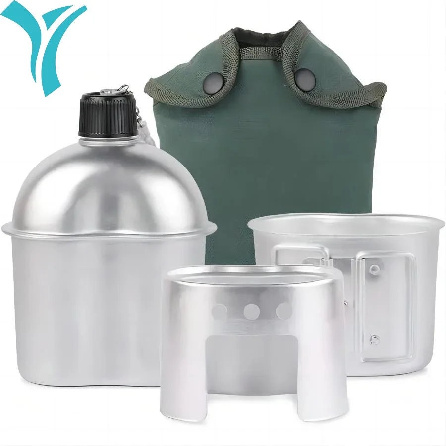 Aluminum Water Canteen Cup Stove Pouch Set Portable for Outdoor Camping Survival Experience Hiking Backpacking sports water bottle,portable water bottle