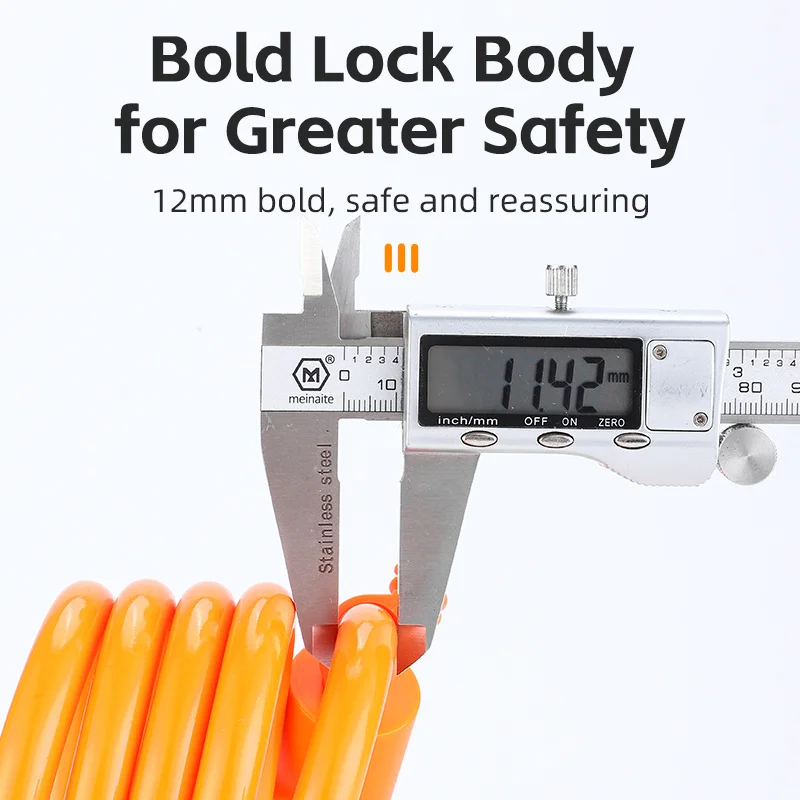 WEST BIKING Portable Anti-theft Bike Bicycle Cable Lock With Bracket 12MM Thick PVC Wrapped Security Steel Lock 1.15M Length