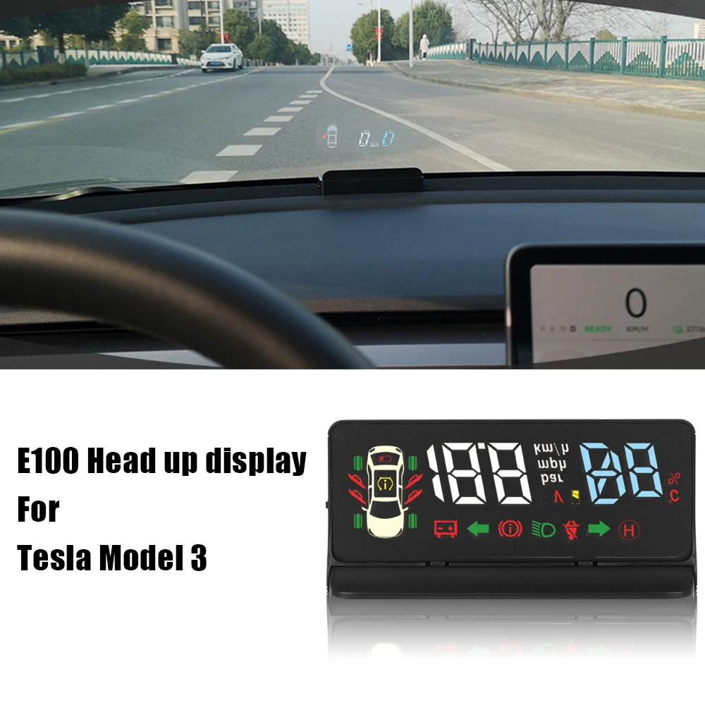 

For Tesla Model 3 HUD Car Head Up Display Windshield Projector Speedometer On Board Computer Diagnostic Set Auto Accessories 12V