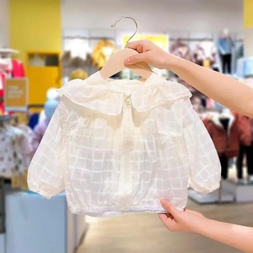 

Детский топ, Новинка лета 2024, повседневный модный однотонный солнцезащитный Топ, свободная удобная и милая детская одежда