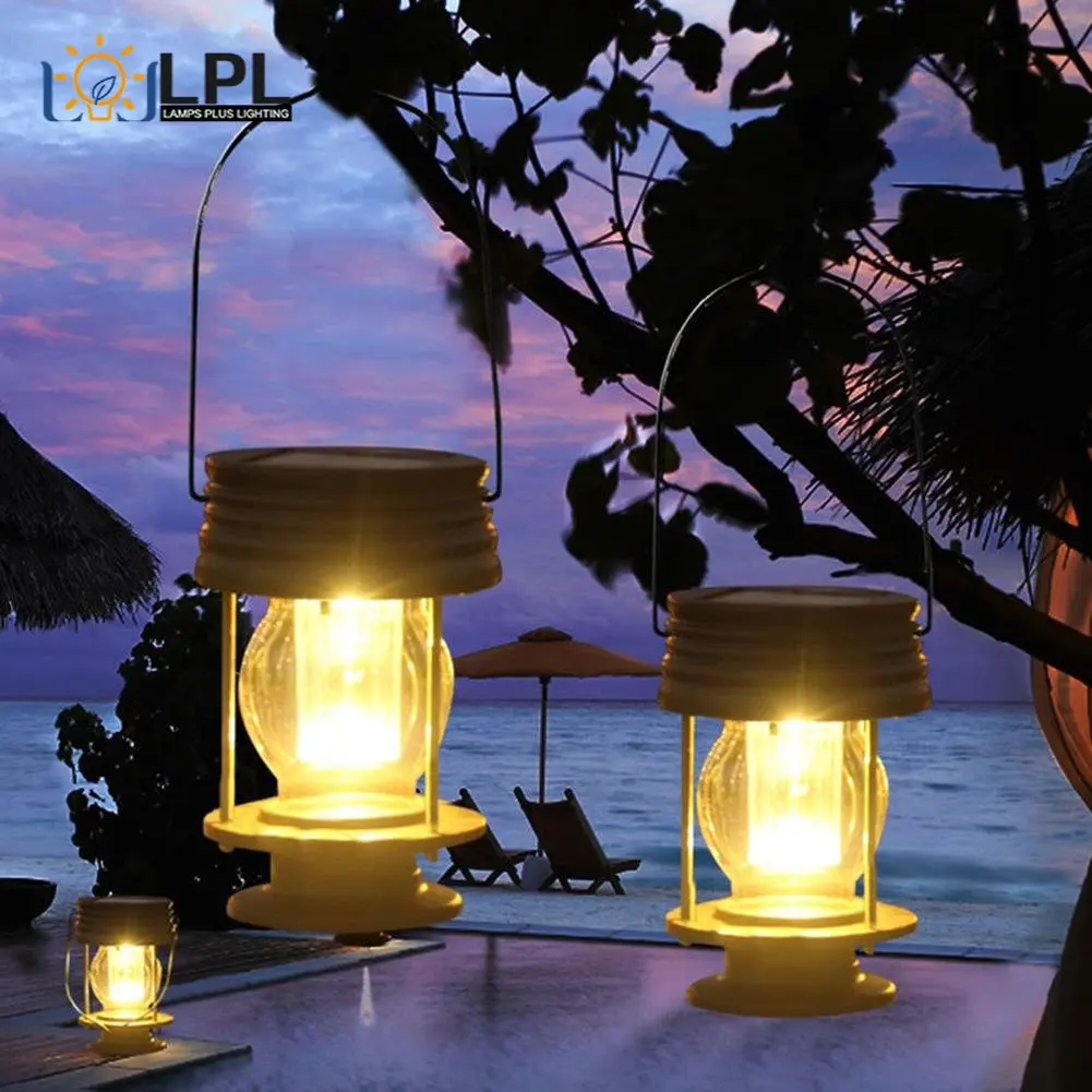 Outdoor Hanging Lights Camping Light  Lantern Lawn Lamp Solar Light Retro Villa Garden Landscape Decorative Lights Tent Light electric lantern oil lamp retro pony vintage halloween decor flickering light