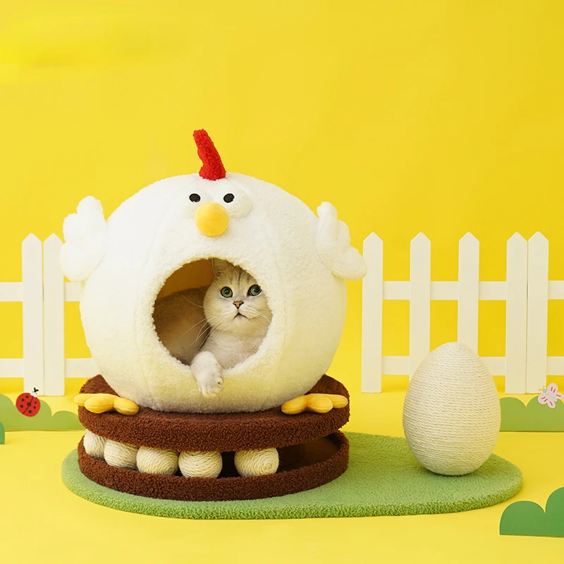 

Chicken Cat Nest Winter Warm Closed Cat Nest Turntable Toy Integrated Four Seasons Universal Pet Supplies