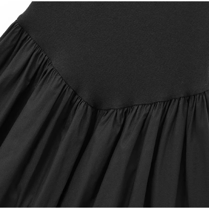 Elegant Pleated Mini Dress Women Brown O-Neck Sleeveless A Line High Waist Party Dresses Fashion Casual New Zipper Robes