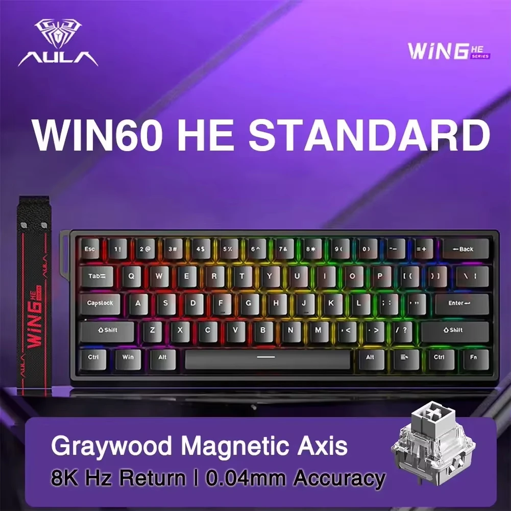 New AULA WIN60/68 8khz Wired Magnetic Axis Mechanical Keyboard 60