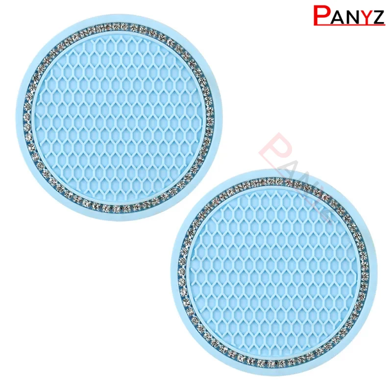Car Non-slip Water Cup Pad Diamond Rhinestone Bling Decoration Auto Interior Cup Bottle Anti-skid Rubber Mat Car Accessories