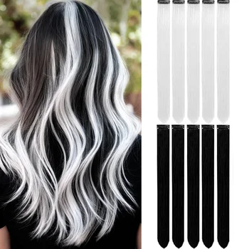 Clip colorata nelle estensioni dei capelli per donne e uomini - Estensioni dei capelli lisci multicolori sintetici da 22 pollici con colore sfumato vibrante