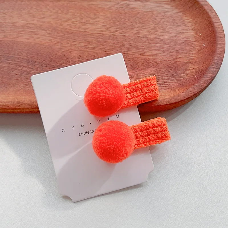 Neue 2 stücke koreanische kawaii Bonbon farbe Pompons Haars pangen kleine Mädchen Prinzessin Haars pangen Kopf bedeckung Mädchen Kinder Haarschmuck – Detail 10