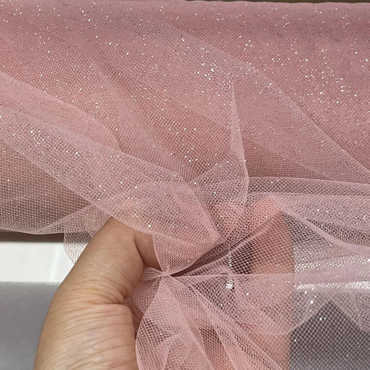 Sparkling Blue and Red Sequin Tulle Veil with Silver Accents and Pommel Skirt