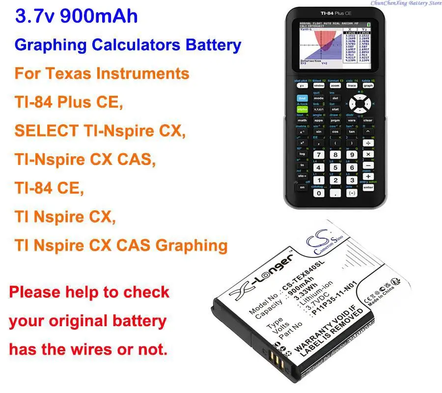 Batteria Cameron Sino 900Mah Per Texas Ti Nspire Cx, Ti Nspire Cx Cas Graphing, Ti-84 Ce, Ti-84 Plus Ce, Controlla Con Fili O No