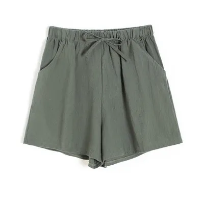 Womens Shorts Spring Summer 2022 Loose Linen Cotton Casual Khaki Korean Wide Leg Pant Drawstring Elastic Waist Bikers Shorts old navy shorts Shorts
