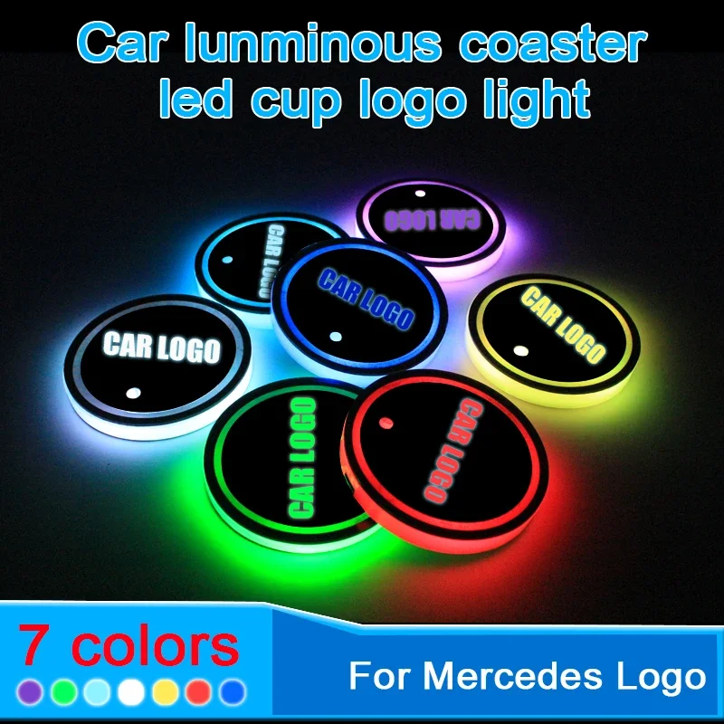 2Pcs Car Interior Water Coaster 7 Colors LED Light Smart Cup Mat For Mercedes  Benz Interior Accessories - AliExpress