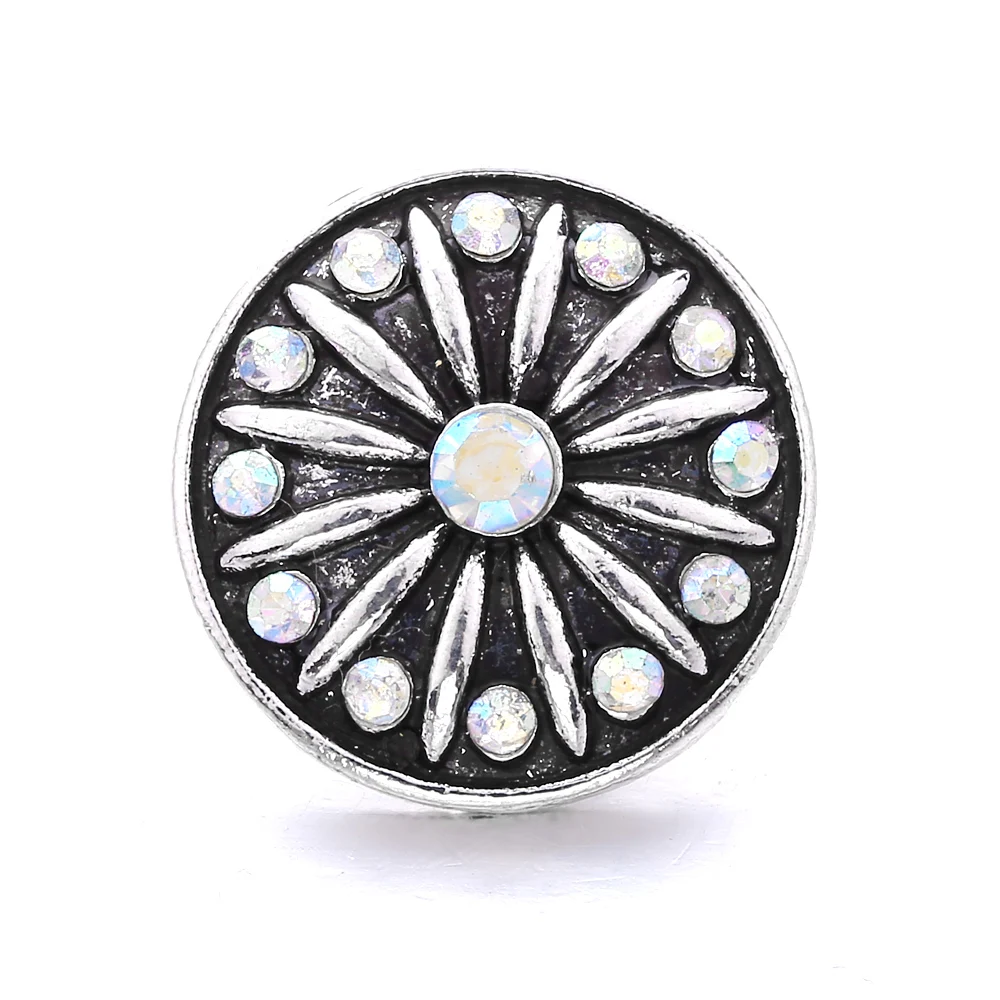 20pcs New Snaps Jewelry Vintage Metal Crystal 18mm Snap Buttons  Ginger Button Charm Fit Snap Bracelet