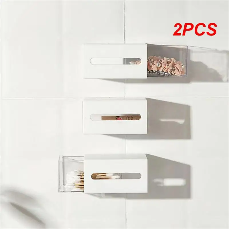 

2PCS Small Drawer Punch-free Small Things Finishing Box Drawable Storage Box