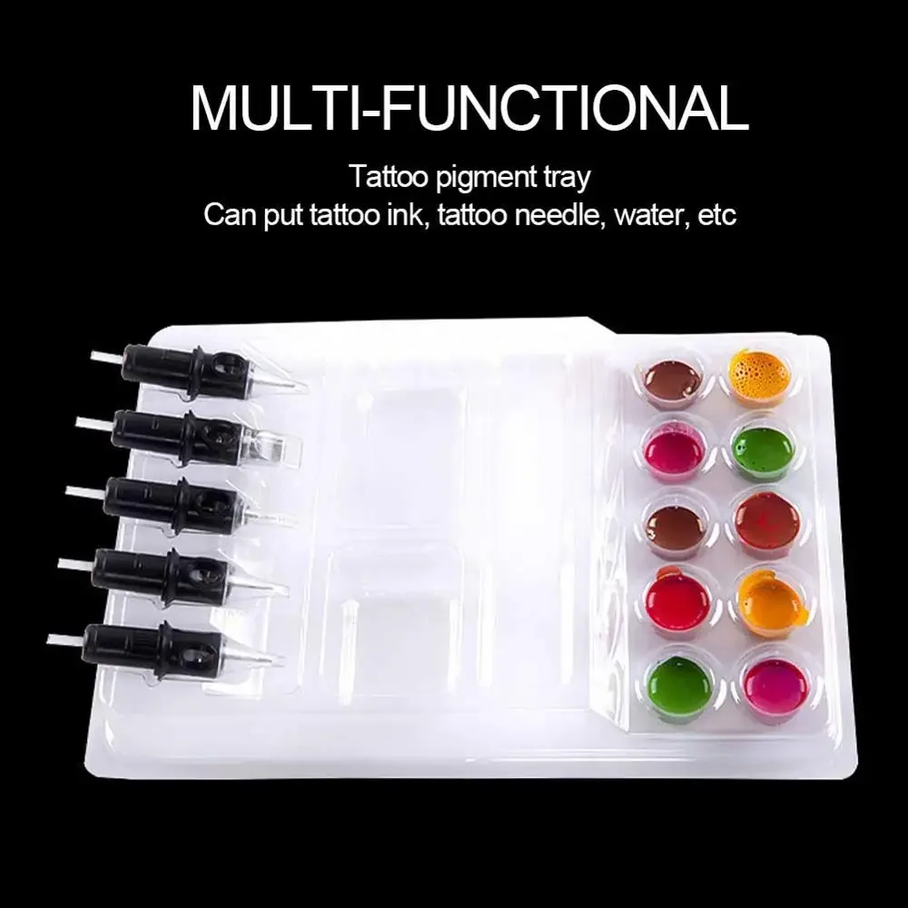 25Pcs Tattoo Ink Holder Stand Clear Disposable Plastic Tattoo Cartridge Needle Holder Stand Pigment Tray Makeup Supplies Tools 25pcs disposable microblading eyebrow ruler sticker permanent makeup accessories tattoo measure tools eyebrow stencil supplies