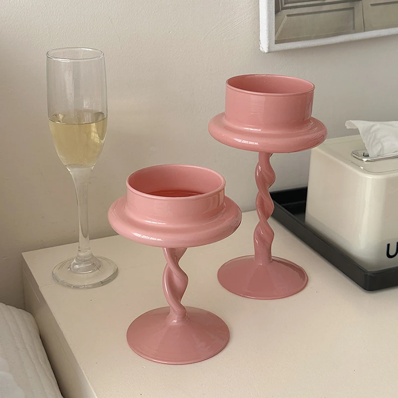 

Nordic Pink Candle Holders Votive European Style Restaurant Stand Candle Holders Mobile Chandelier Bougeoir Table Centerpieces