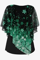 Plus Size Women Blouse Cloak Loose Casual Floral Print Ruffle Batwing Cape Sleeve Tee Top Medium Stretch Women Shirt Top - Image 5