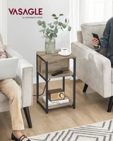 Table d'appoint VASAGLE, table de chevet avec prise, étroite, 2 ports AC, 2 ports USB, 30x34x58 cm, pour salon 2