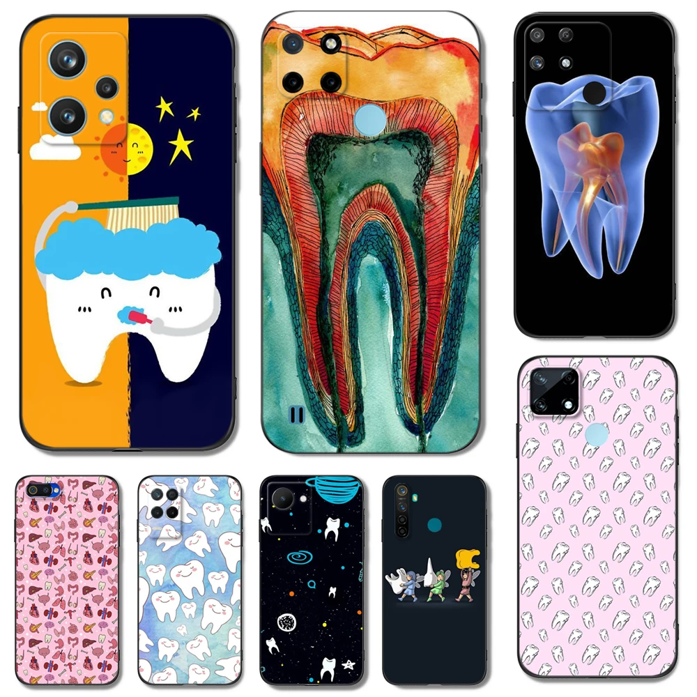 Custodia In Tpu Nero Per Realme Q5 X Xt X2 X3 Superzoom X50 V13 Q3I X7 Pro Ultra Gt Master Edition Dentist Tooth Pattern