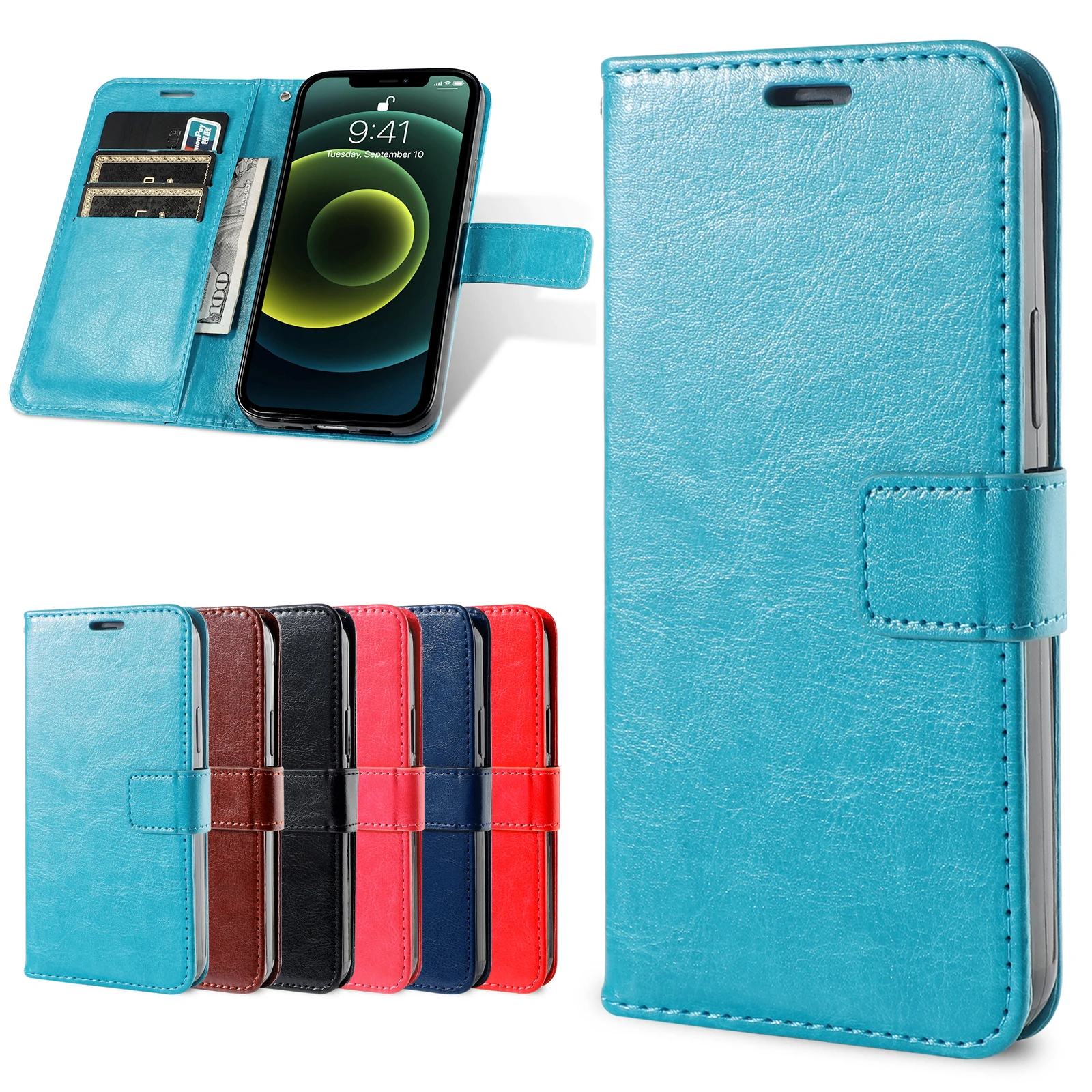 Leather Magnetic Flip Wallet Phone Cover and Case