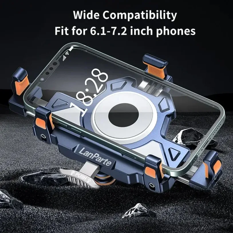 15W Metal Shockproof Motorcycle Phone Holder 4 Vibration Dampener Wireless Charger Fast Charging Motorbike Bicycle Bike Stand