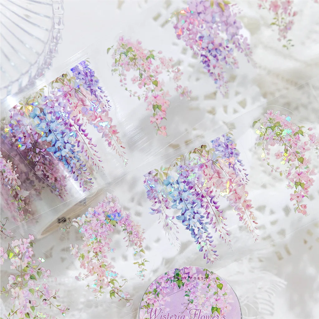 50mm*2m PET Flower Tapes Flower Sticker DIY Scrapbooking Collage Junk Journal Craft supplies Planner Sticker Stationery Journamm