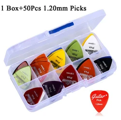 50-Piece Premium Guitar Pick Set - Assorted Thicknesses (1 Box and 50 1.2mm)