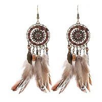Feathered Tassel Earrings Boho Earrings Dangle Earrings Dream Catcher Earrings Native Jewelry Sets Fashion Jewelry Travel 1