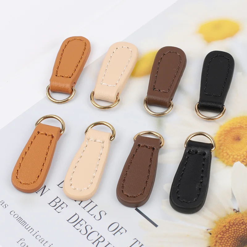 Description Picture 3 of item2pc Genuine Leather Zipper Tag Zip Head Fixer Zip Sliders Repair Zipper Pull Puller DIY Sewing Clothing Backpack Bag Accessories