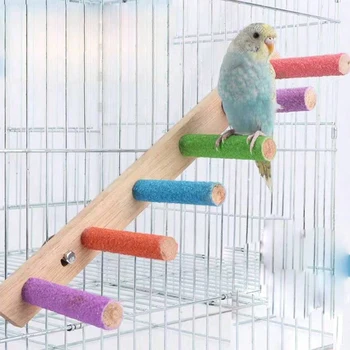 Bird Climbing Ladder Parrot Climbing Perch Stand Toys 4/6/8 Step Wooden Exercise Rack Bird Cage Accessories