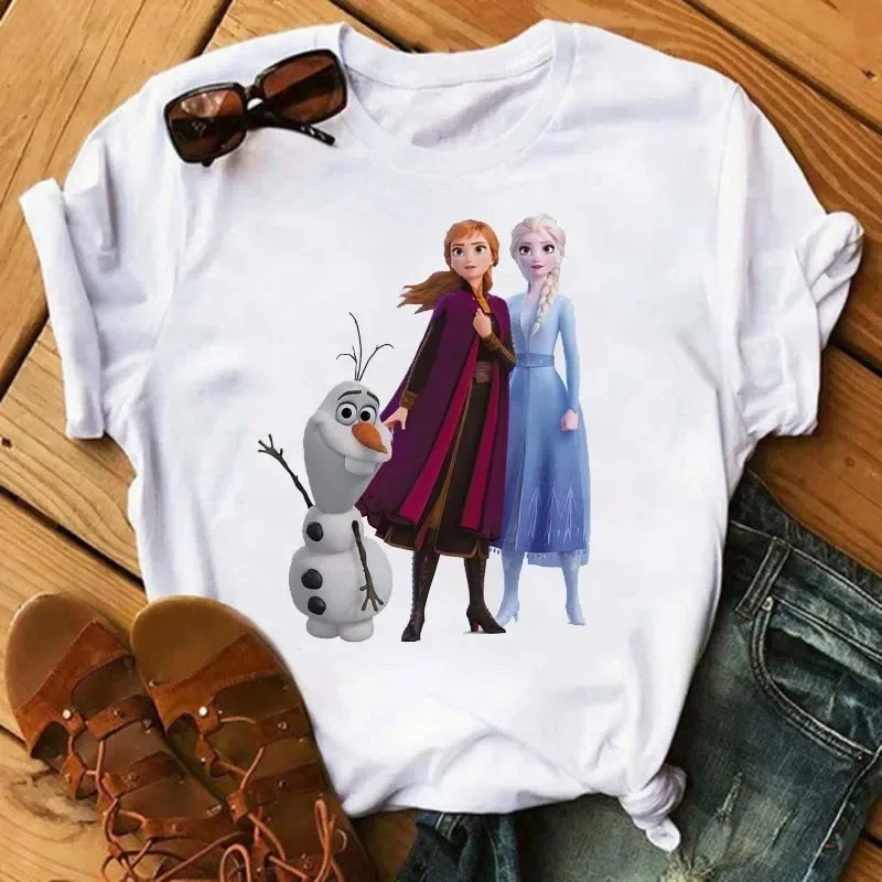 thumbnail image 1 of Camiseta de princesa Anna Frozen de dibujos animados con estampado de Elsa para mujer, camisetas Harajuku con gráfico bonito, camisetas de Hip Hop para mujer, 1 of 5