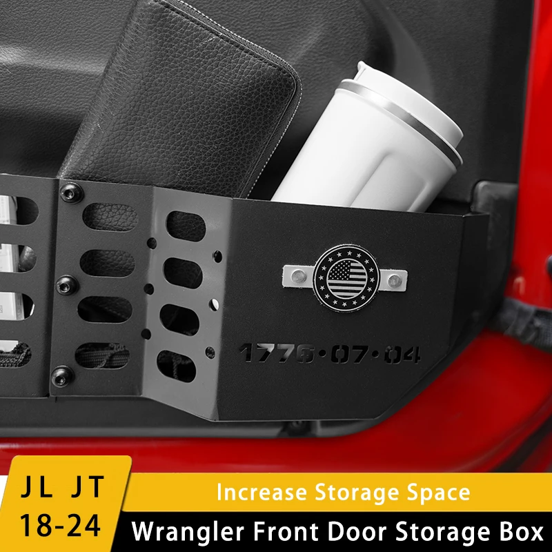 Metal Front Door Storage Boxes For Jeep Wrangler JL/JLU/Gladiator JT 2018-2025 - 2-Pack, MOLLE Panels, No-Drill Install