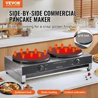 Electric Crepe Maker, 16-Inch Double Head Commercial Crepe Machine, 3400W Flat Plate Crepe Griddle, Nonstick Stainless Ste 2