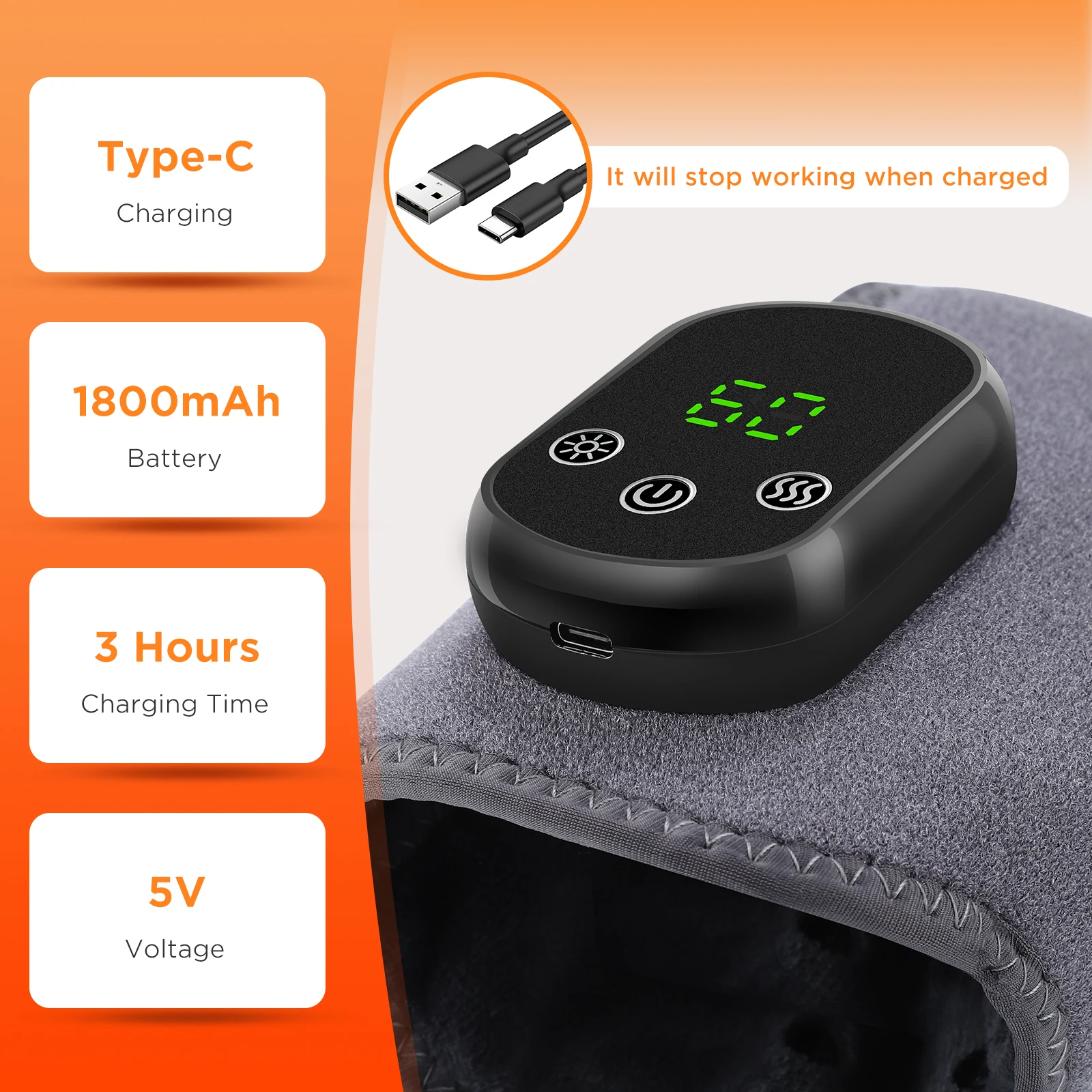 Rechargeable Wireless Ankle Heating Pad Electric Vibration Massage Heated Foot Hand Wrap for Wrist Ankle  Heated Wristband Brace