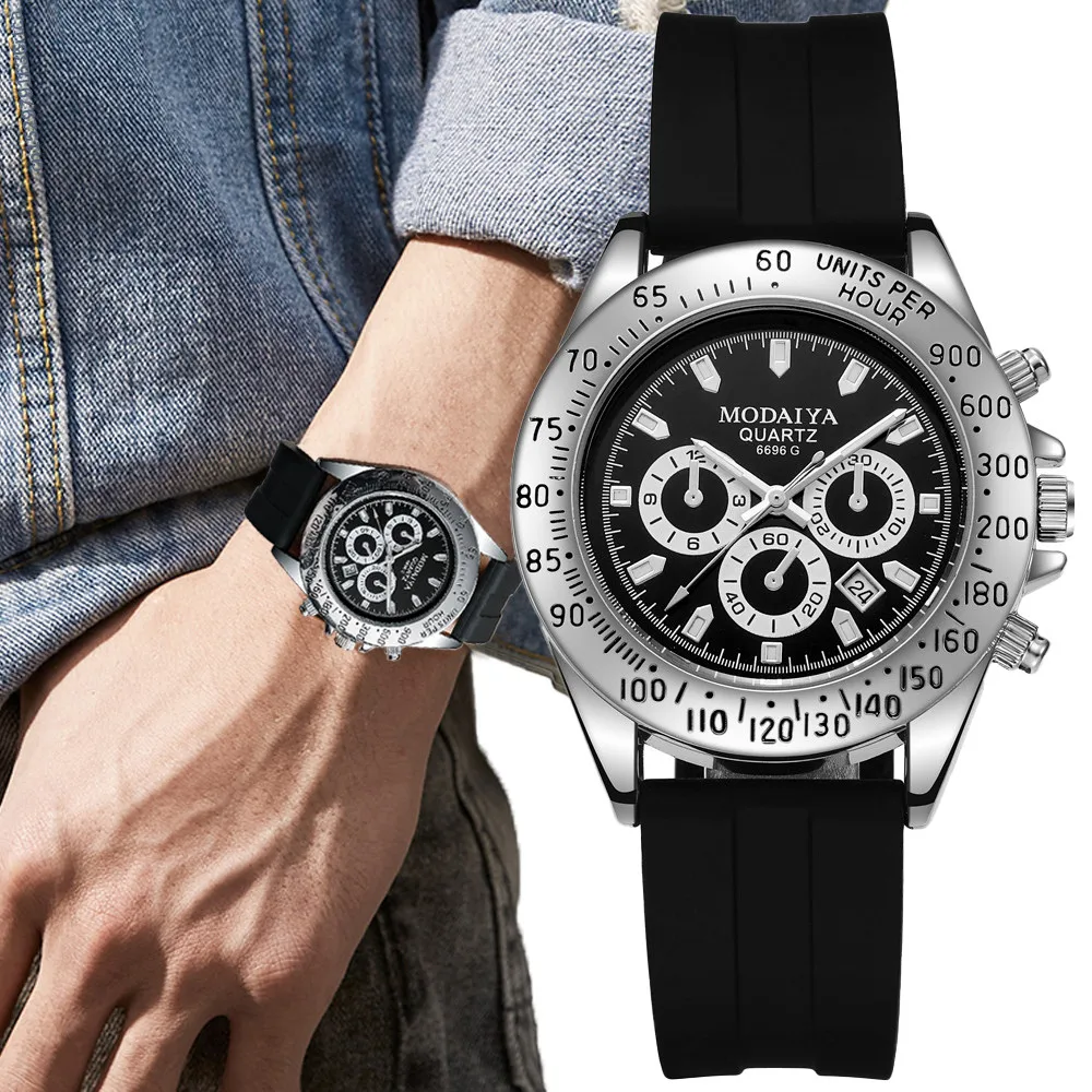 Black Luminous Large Dial Quartz Men's Brand Watches Fashion Simplicity Silicone Strap Male Sports Clock Wristwatches trend simplicity male casual plaid jeans streetwear embroidered denim pants men loose straight classic wide leg retro trousers