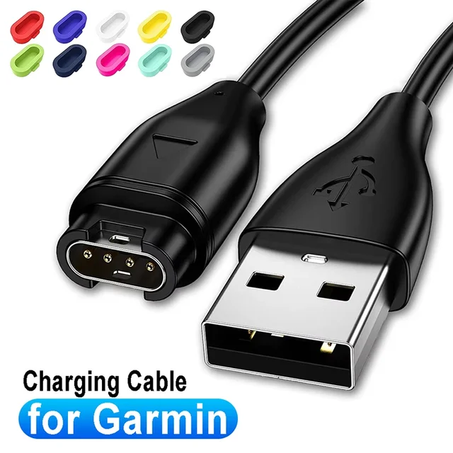 Portable USB Charger Cord For Garmin Watch Fenix 7 7S 7X 6 6S 6X 5 5X 5S Forerunner 945 935 245 255 Charger Dock With Dust Plug
