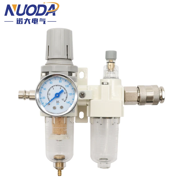 คอมเพรสเซอร์กรองอากาศตัวควบคุมความดันดักนิวเมติกน้ํามันเครื่องแยกน้ําปั๊มคู่มือการระบายน้ํา Supply AC2010-02 SMC ประเภท 1