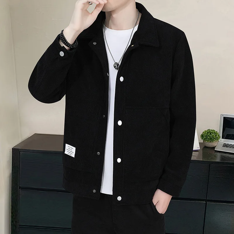 

Men's spring and autumn new solid color business casual trend all corduroy jacket trend fashion jacket