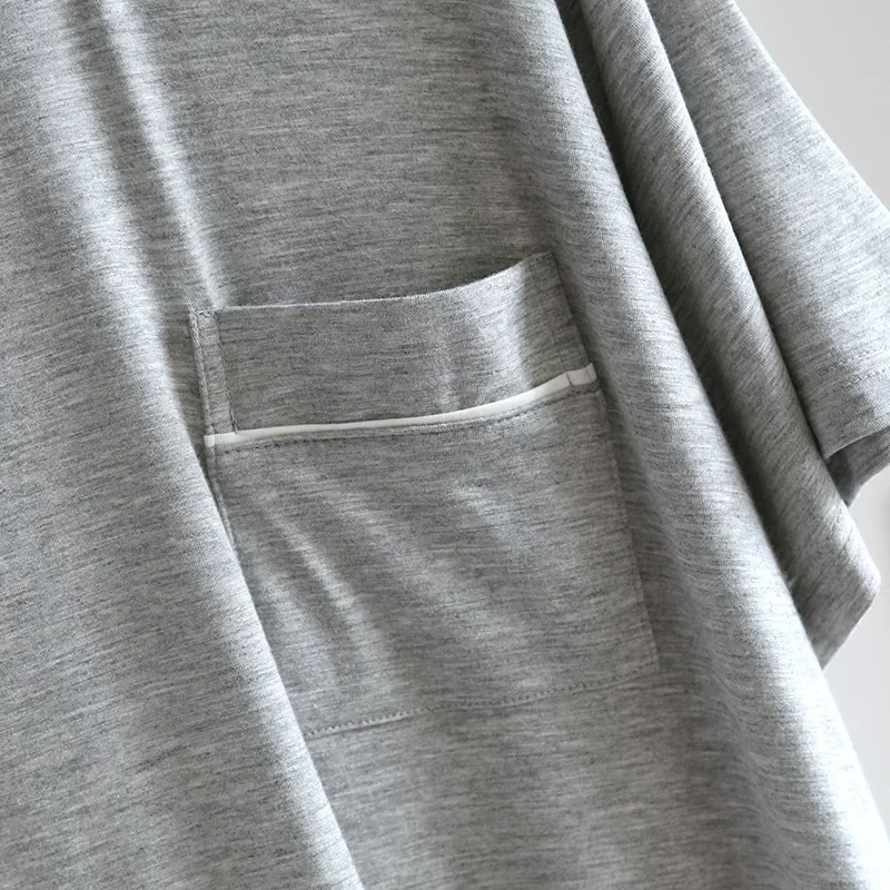 Men's Modal Nightgown with Pocket One Piece Short Sleeved Medium Length Nightgown Large and Thin Home Bath Nighty Dress mens pajamas mens nightdress