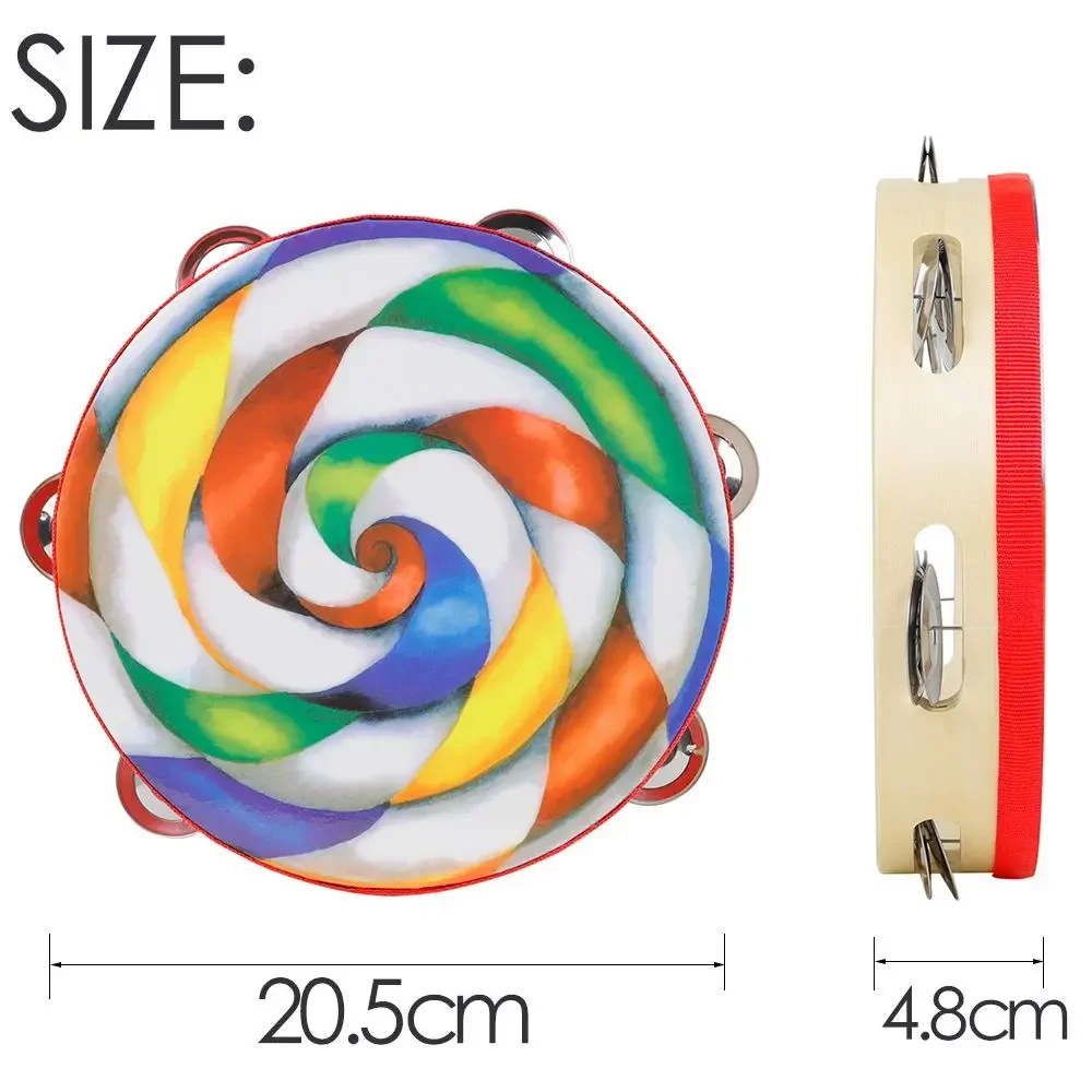 M MBAT 8 Inch Tambourine Colorful Lollipop Hand Held Tambourine Hand Drum Percussion Musical Instrument Children Kids Toy Gifts