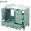 36" Modern  with USB Charging, Two Doors and Three Drawers , Small Bathroom Vanity Cabinet with Single Sink, Green 2