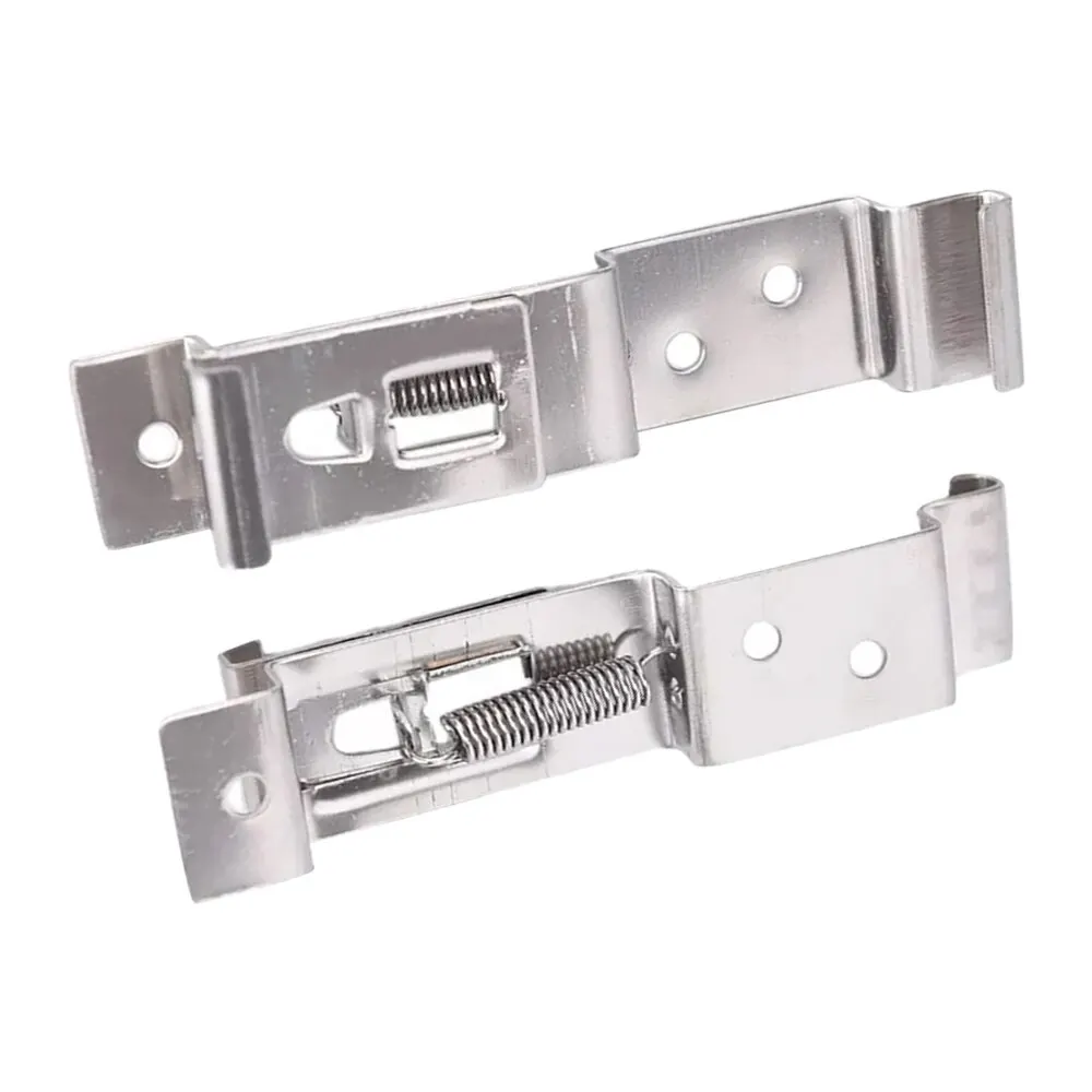 License Plate Bracket 2 PCS Rectangular Car License Plate Spring Loaded Stainless Steel Bracket Cars Frame Holder Clamps Trailer Number Plate Clips