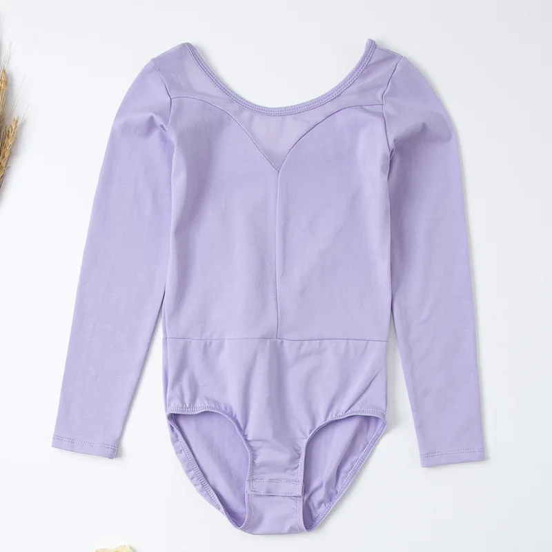 

Hot Sale Cheap Training Dance Wear Cotton Mesh Splicing Openable Crotch Cotton Spandex Girls Children Kids Ballet Leotards