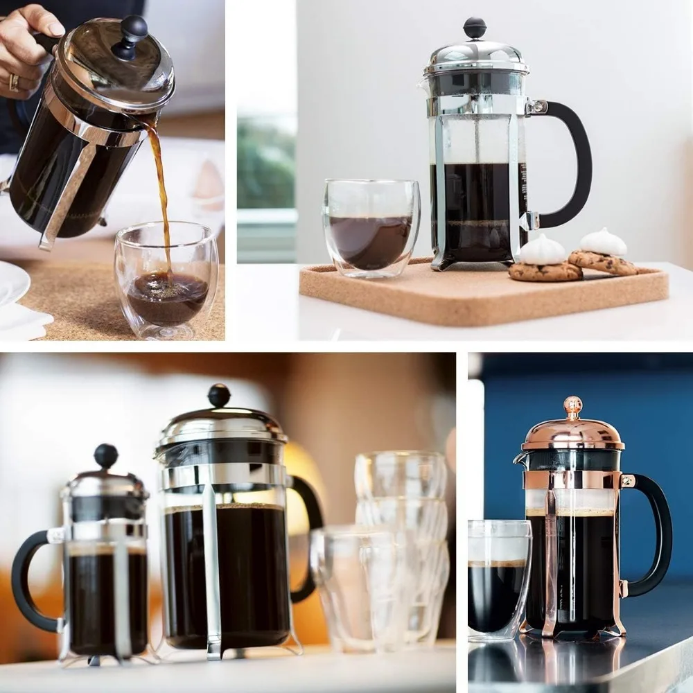 Tea maker French press coffee pot tea cup filter pot milk bubble stainless steel stand high temperature resistant glass 1PC Coffee Maker French Press Coffee Press Coffee Press