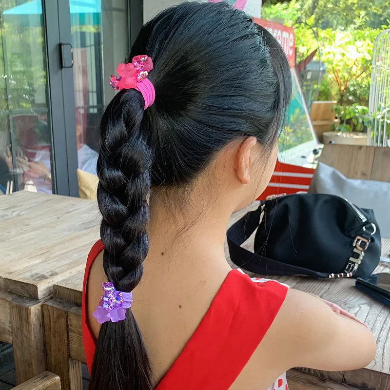 2PCS Cartoon Doppel Headed Tragen Mädchen Kinder Nette Elastische Haar Bänder Kinder Haar Krawatten Prinzessin Haar Zubehör Baby Headwear – Detail 14