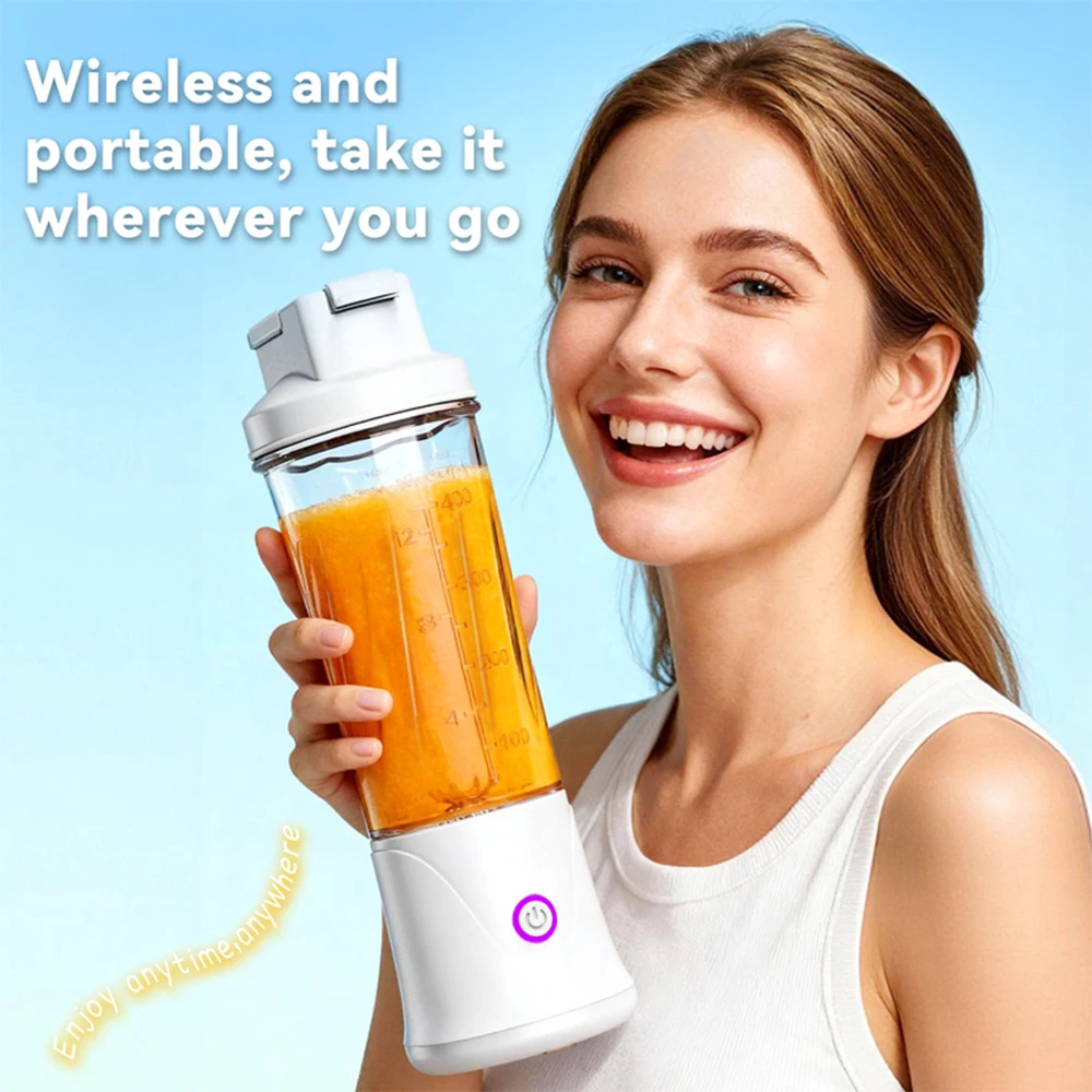 Portable Fruit Juicer Mini Blender 450ML Electric Juice Cup 12 Blades Rechargeable Blender For Shakes And Smoothies Ice Crusher 4