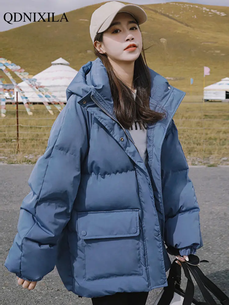 Parkas de algodón con capucha para mujer, abrigo corto de estilo universitario, moda coreana, muy cálida, 2022 AliExpress