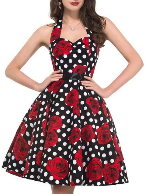 Robe d'été décontractée femmes à pois rétro Robe trapèze Pin Up Robe Vintage années 60 50 Rockabilly Robe d'été