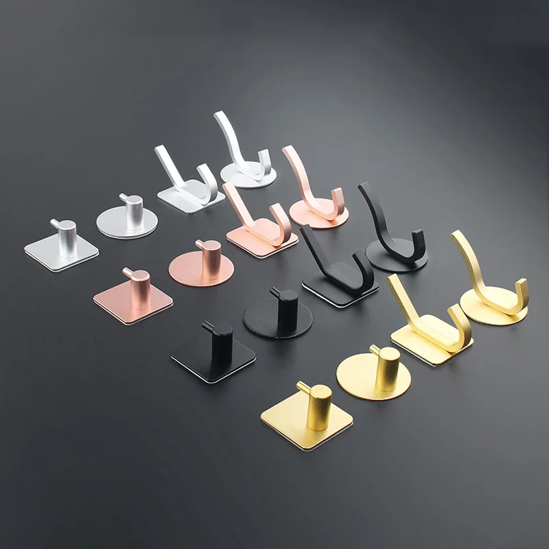 

Wall Hook Door Multi-purpose Keys Cloth Coat Hook Bathroom Towel Robe Hanger Hook Adhesive Kitchen Hardware Rack Shelf Bag Hook