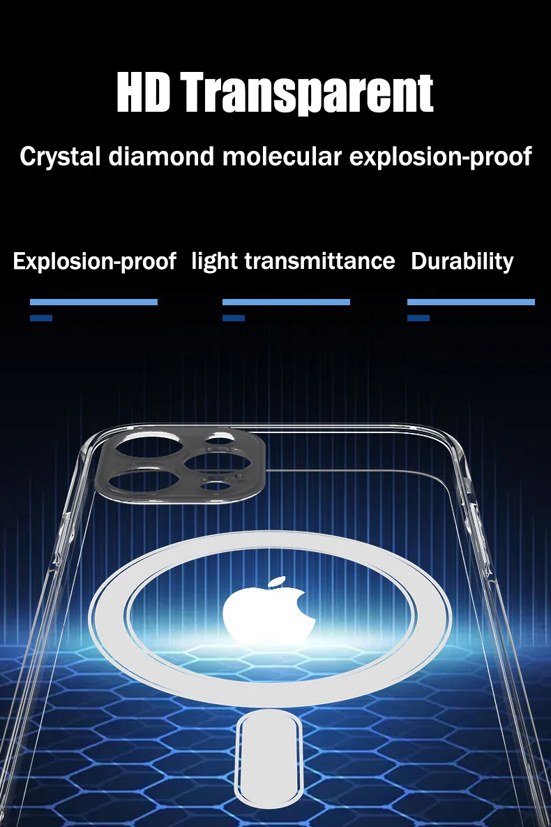 HD Kristallklare Harte Acryl-Magsafe-Magnetische Hülle für iPhone 16 15 13 12 11 14 17 Pro Max MINI 17E Kabellose Ladehülle – Detail 16